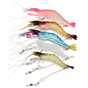 WEIHE 9cm/5.2g luminous shrimp lure soft artificial bait with hooks fishing bait Anzois Para Pesca Fishing Tackle