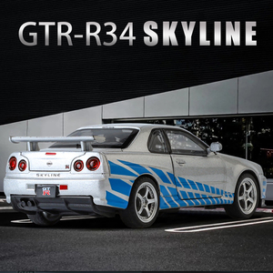 รถโมเดลของเล่นไดแคสต์อัลลอยด์ <span class=keywords><strong>GTR</strong></span> Skyline ขนาด 1/32 แบบดึงถอยหลัง พร้อมกล่องสี-ของขวัญสำหรับเด็ก - Product Image 2