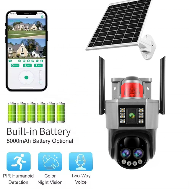 4g Sim Card Solar Powered Cctv Camera Wireless Security Network Camera Outdoor PTZ Solar Panel Battery Security Camera for Farm