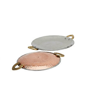 Fournisseur en gros de vaisselle authentique, plateaux, plats de service, tawas en acier cuivré avec poignée en laiton, écologique - Product Image 1