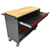 Banc de travail en acier laminé à froid robuste GATmatic, armoire à outils, plan de travail en bois, rangement d'atelier sur roulettes, OEM/ODM personnalisable