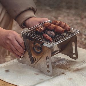 Parrilla Portátil de Carbón de Acero Inoxidable, Estufa de Barbacoa Cromada con Dispositivo de Seguridad contra Llamas, Fácil de Montar, para Interiores/Exteriores - Product Image 4