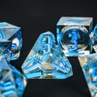 Ensemble de 7 dés polyédriques personnalisés à bords tranchants pour RPG, Dragon & Donjons, faits à la main en résine bicolore