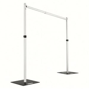 Support de toile de fond réglable en aluminium de 1,8 à 3 m avec barre horizontale unique pour décoration de rideaux, idéal pour expositions et mariages - Product Image 1
