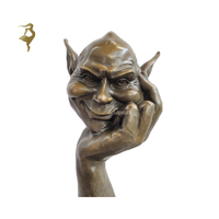 Extérieur Moderne Abstrait Artistique Antique Laiton Visage Sculpture Bronze Tête Creuse Visage Statue