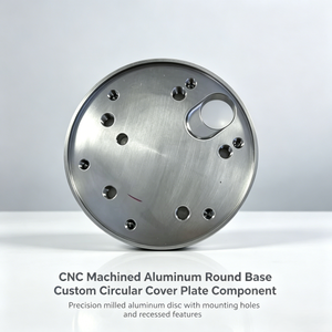 Componente de Disco Circular de Aluminio Mecanizado CNC Personalizado OEM con Base de Cubierta Circular, Múltiples Orificios de Montaje y Cavidad Empotrada - Product Image 1