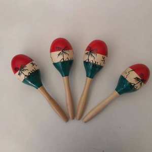 Une paire d'instrument de musique Orff en bois cocotier <span class=keywords><strong>Maracas</strong></span> jouets d'éducation précoce pour enfants <span class=keywords><strong>Maracas</strong></span> accompagnement <span class=keywords><strong>Maracas</strong></span> hochets - Product Image 2