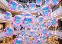 Sphère miroir gonflable réfléchissante avec logo personnalisé, ballon miroir suspendu en PVC durable pour la promotion d'événements commerciaux et de Noël
