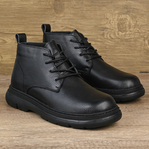 Botas Martin para Hombre, Altura al Tobillo, Punta Redonda, Cuero Genuino, Cierre de Cordones, Tacón Plano, Suela de Goma Antideslizante, Zapatos Casuales de Negocios - Product Image 1
