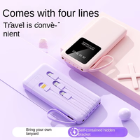 Batterie externe ultra-fine 10000 mAh, station de charge rapide 10 W avec câbles intégrés pour iPhone, lumière LED, chargeur portable