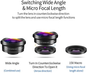 Kit de lentes con zoom 4K HD 2 en 1 para <span class=keywords><strong>iPhone</strong></span>, iPad, la mayoría de los teléfonos inteligentes, lentes macro de 15x y gran angular de 120 grados - Product Image 6