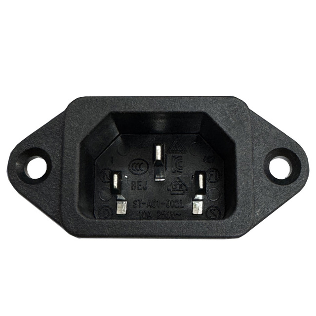 15A 250V IEC C14 Connector Lock High Quality PBT Material Power Inlet Socket 3 Pin Industrial AC Connector with Waterproof Hat