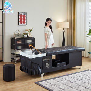 Schwarzer Schönheitssalon Thai-Massagestuhl Haarwaschbecken mit Dampfgerät Shampoo-Liege Japanisches Kopf-Spa-Bett - Product Image 1