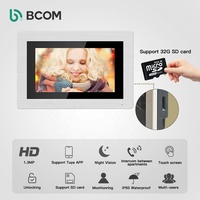 Interphone vidéo Bcomtech IP pour 3 appartements avec lecteur d'empreintes digitales et moniteur Tuya pour villa