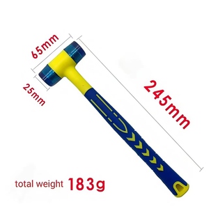 Marteau de réparation de bosses de voiture bicolore bleu-jaune avec poignée en caoutchouc + 3 stylos de tapotement, kit d'outils PDR 4 pièces pour débosselage sans peinture, garantie 3 ans - Product Image 2