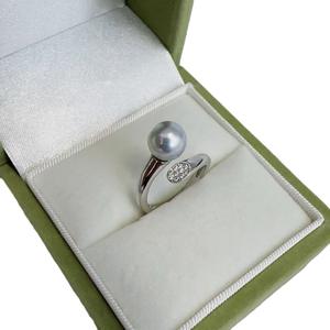 Anillo Ajustable de Plata de Ley S925 con Perla de Mar de 8.5-9 mm de Zhuji, Estilo Simple y Moderno - Product Image 5