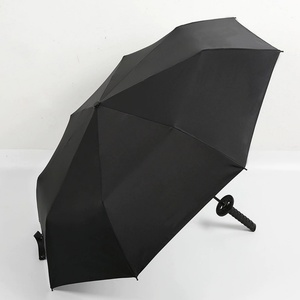 Parapluie solaire UV moderne japonais de type samouraï à trois plis avec commande semi-automatique, en polyester, de haute qualité, cadeau d'affaires - Product Image 3