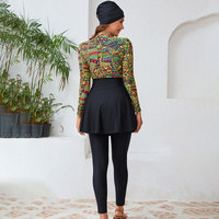 Maillot de bain modeste Burkini islamique à manches longues pour femmes avec haut pantalon Hijab imprimé maillot de bain musulman de grande taille