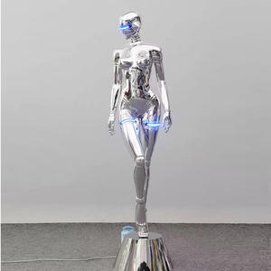 Sculpture d'art 3D personnalisée, portrait, électroplaqué, figurines <span class=keywords><strong>de</strong></span> robots féminins, sculptures en fibre <span class=keywords><strong>de</strong></span> verre avec lumières - Product Image 1