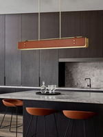 Lampe de table chinoise moderne, luminaire suspendu en cuir minimaliste et élégant, longue bande de plafonnier