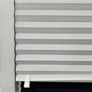 White Fabric Pleated Paper Shades Blinds Built-In Installation Simple Style for Everyday Use Vertical Pattern Shutter <strong>Windows</strong> - Product Image 4