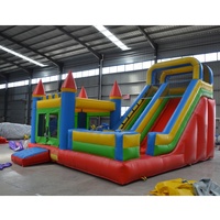 Grande Vente Château Gonflable Compact pour Enfants, Maison Gonflable de Fête avec Toboggan et Zone de Saut Extérieure