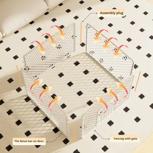 Fabbrica diretta in plastica per cani box gabbia per cuccia con chiusura a bottone 4 pannelli a Pattern solido porta per esercizi inclusa per la vendita - Product Image 2