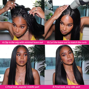Peluca de Cabello Humano con Ondas Corporales <span class=keywords><strong>en</strong></span> Forma de <span class=keywords><strong>V</strong></span>, Hecha a Máquina, sin Pegamento, para Mujeres Negras, Fácil de Usar - Product Image 4