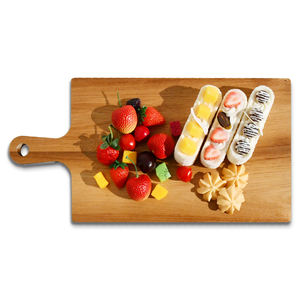 Tabla de cortar de madera personalizada con mango, tabla de charcutería natural, juego de tabla de cortar queso rectangular de madera de acacia - Product Image 1