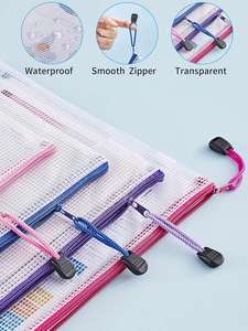 Multi-size Clear <b>File</b> Folders Custom Logo Plastic Document Pouch Mesh Bags with Zipper Pvc <b>Files</b> for Documents Organizer Bag - Product Image 4