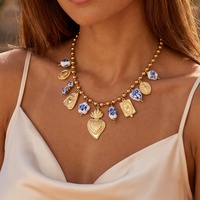 Collier Pendentif Cœur en Relief en Acier Inoxydable Plaqué Or avec Chaîne Bambou et Perles, Style Sportif Coquillage Blanc, pour Femme