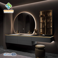 Juerte 2025 OEM Intelligent Moderne Ensembles Double Lavabo Table Bureau Panneau Armoire Miroir Robinet de Lavabo Vanités de Salle de Bain Roche Salle à Manger