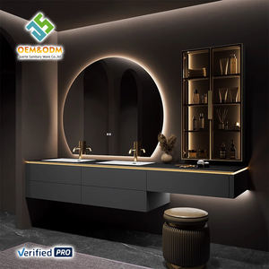 Juerte set wastafel ganda cerdas OEM 2025, Meja kabinet Panel cermin keran wastafel batu Vanity kamar mandi - Product Image 4