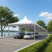 Abri de voiture à membrane, double rangée de colonnes, auvent de couloir, abri de stationnement, abri de passage, imperméable, résistant aux UV, personnalisé