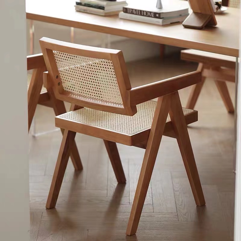 Modern solid wooden French style rattan hotel restaurant cafe shop chair dining room furniture
