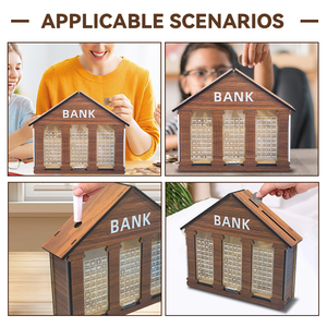 Tirelire en <span class=keywords><strong>bois</strong></span> pour défi d'épargne, modèle maison, avec stylo effaçable et suivi réutilisable, planificateur de budget, pot à argent pour la maison et le bureau - Product Image 6