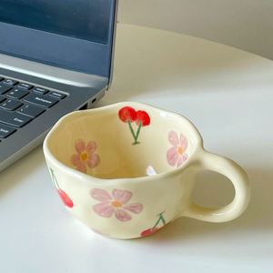 Tazas de Café de Cerámica con Diseño Floral Creativo, Nuevas y en Oferta, con Logotipo Personalizado, Tazas de Porcelana Coreanas con Estampado Floral, Tazas de Leche con Diseño de Cerezas para Regalo - Product Image 6