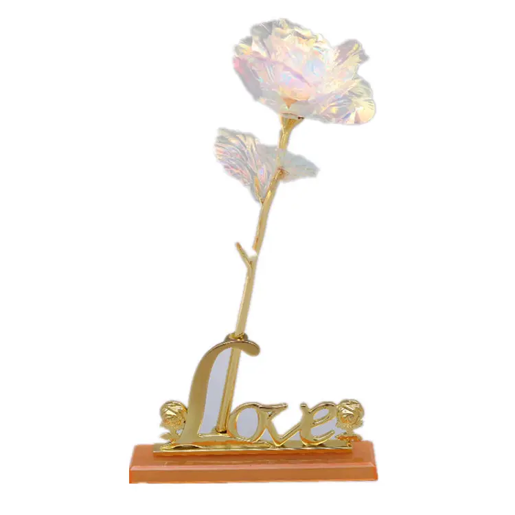 Mother's Day valentine Gift 24K simolation Gold Foil Rose Flower fairy atmosphere decorative 3d led light light