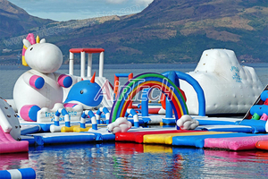 Parc aquatique gonflable pour la plage, les océans et les lacs aux Philippines, parcours d'obstacles aquatiques avec grand toboggan licorne - Product Image 5