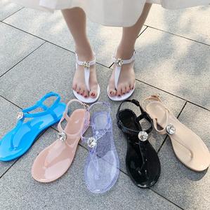 Chaussures d'entretien simples sandales à la mode Pvc femmes plat loisirs de plein air plage Simple cristal pas cher perceuse chaussures pour femmes - Product Image 3