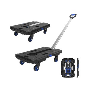 Bin Gyu Folding <b>Hand</b> <b>Cart</b> 600x450mm Four-Wheel Plastic Portable Trolley For Hauling Goods - Product Image 5