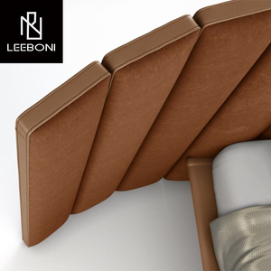<span class=keywords><strong>Leon</strong></span> Furniture Nueva moda Tela de alta calidad Estilo italiano real Lujo moderno Cama suave de cuero moderno - Product Image 6