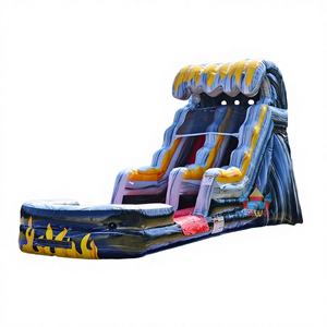Toboggan aquatique gonflable en PVC de qualité commerciale sur le thème des flammes, avec piscine pour enfants et adultes, avec souffleur - Product Image 1