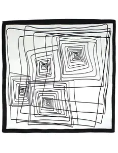 50*50Women's 100% Square Silk Scarf - Abstract Square Neckerchief - White