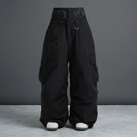 Pantalon de ski baggy unisexe noir, imperméable, en polyester, isolation synthétique, fermeture à boutons, vêtements de neige pour adultes