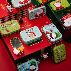 Decoración navideña encantadora pequeña, maletín caja de hojalata dibujos animados Santa Claus muñeco de nieve alce lata caramelo Chocolate caja regalo para niños/ - Product Image 3