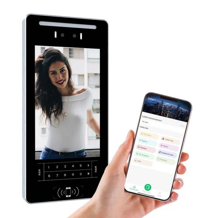 10インチイーサネット顔認識画面ワイヤレスSIPビデオドアフォンとアプリ複数のアパートのアクセス制御ビデオインターホン