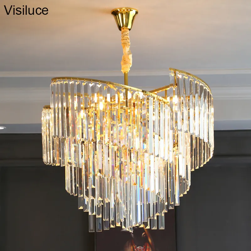 Living room fancy chandelier high ceiling modern lighting spiral Crystal hanging Lamp wedding Decoration Luxury Chandelier