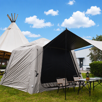Tente de camping familiale gonflable de luxe, grande capacité, revêtement en titane argenté, Oxford imperméable, coupe-vent, tente de glamping en plein air