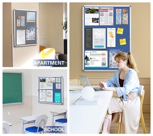 Có thể khóa nút chai bảng thông báo với vải khô xóa kết hợp kèm theo kính trong suốt tường hiển thị khung gỗ Bảng tin - Product Image 4